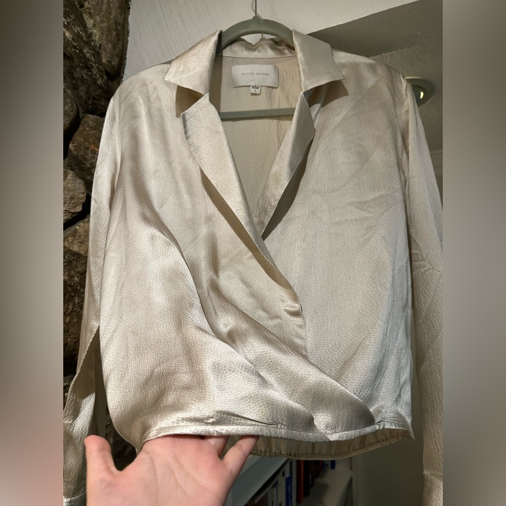 Brochu Walker $358 Mayes Silk Wrap Top - Champagne. Size S. - Picture 10 of 13